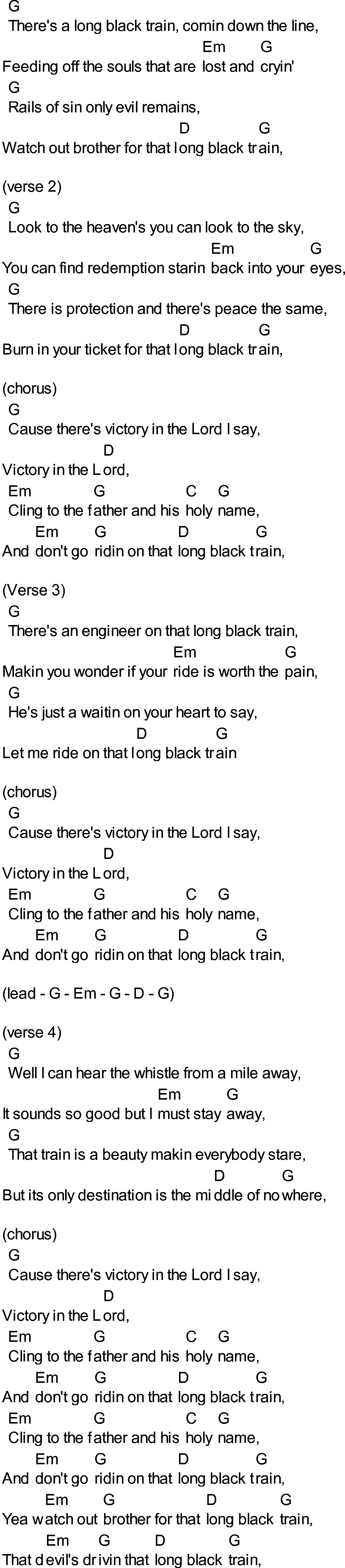 Bluegrass songs with chords - Long Black Train